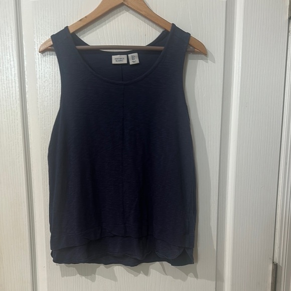 Antibes Blanc Tops - Antibes Blanc Sz S navy sleeveless tank